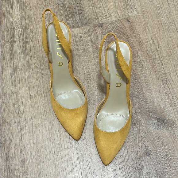 UNISA | Yellow Suede Slingback Heels - Picture 1 of 6